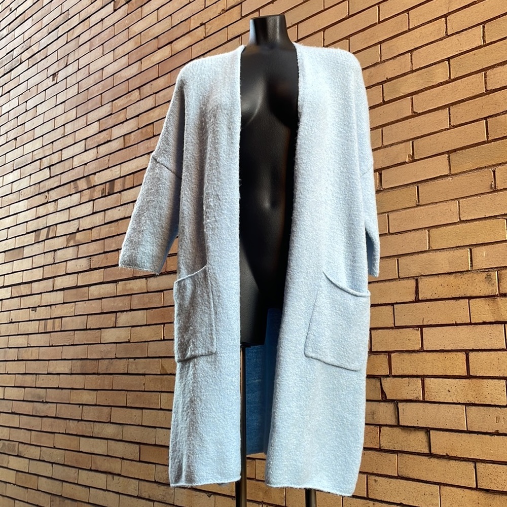 Soft Surroundings winter blue Bella Longline long Cardigan Small Medium